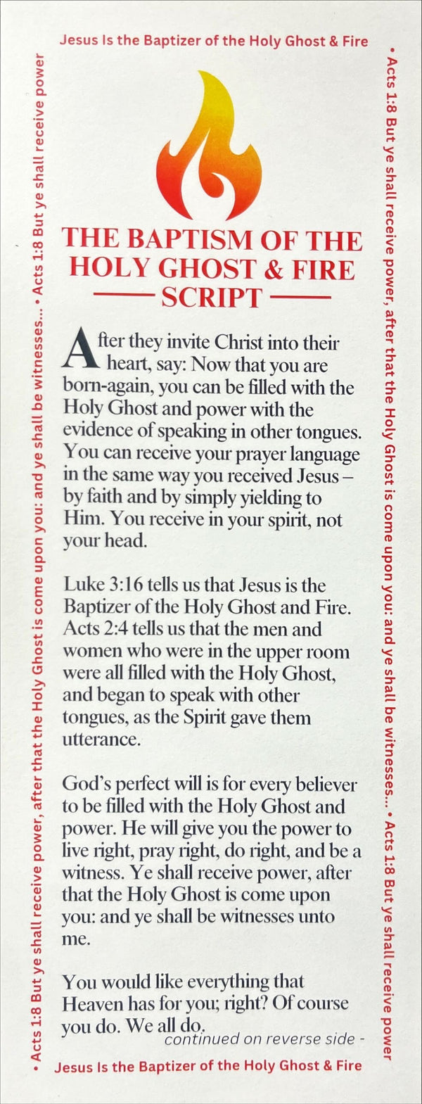 The Baptism of The Holy Ghost & Fire Scripts - (20 English)