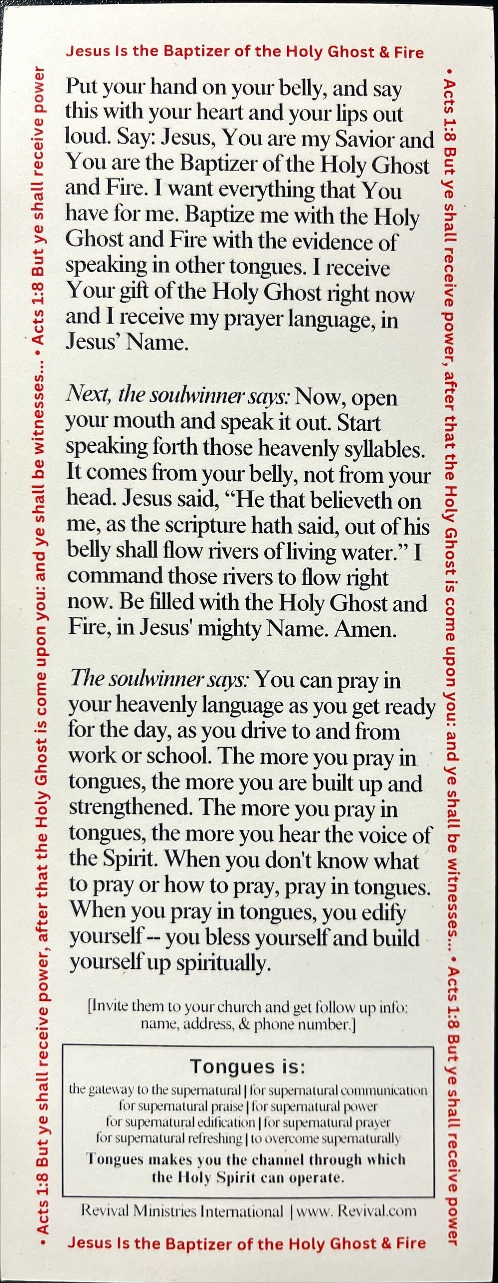 The Baptism of The Holy Ghost & Fire Scripts - (20 English)