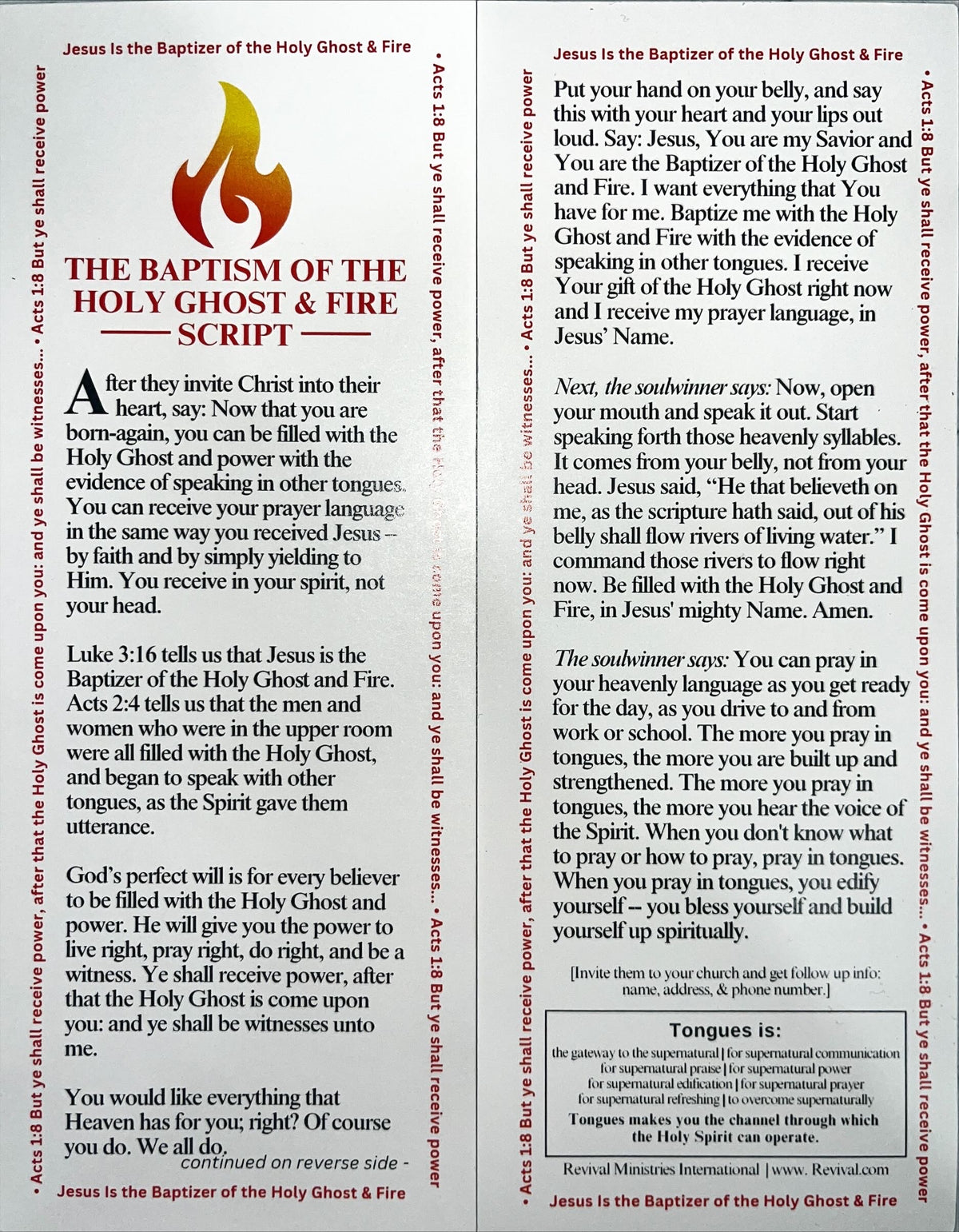 The Baptism of The Holy Ghost & Fire Scripts - (20 English)